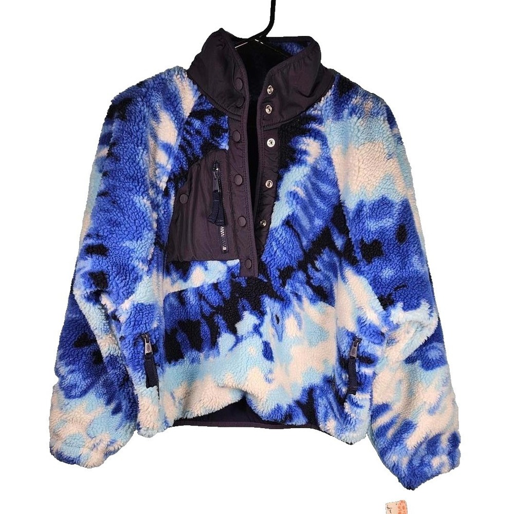 Free People Women's Hit the Slopes Blue & White Pullover‎ XS NWT